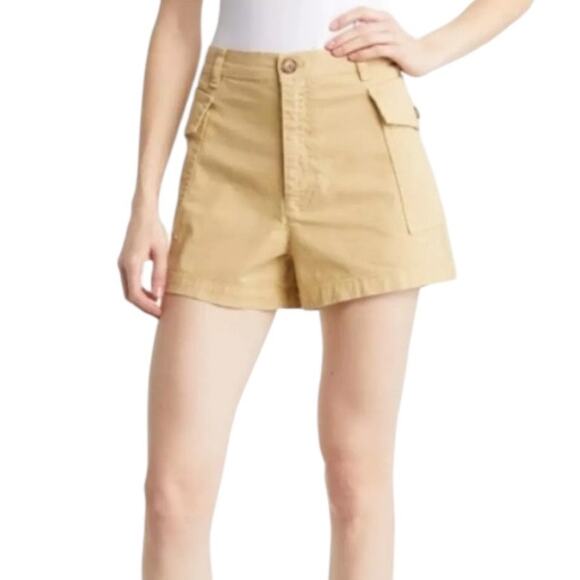 FRAME Pants - Frame Shorts High Waist patch pockets utility tan size 25